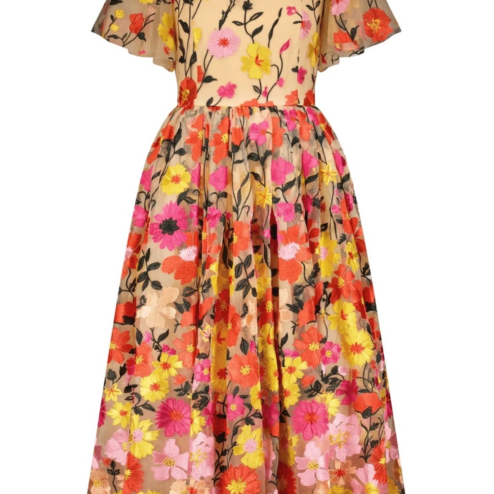 JessaKae Pink and Yellow Floral Midi Dress - Picture 2 of 4